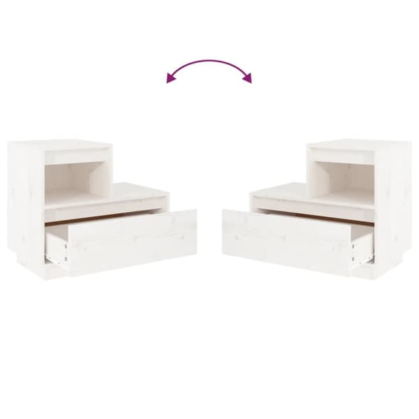 Natborde - Living sengebord 60x34x51 cm massivt fyrretræ hvid