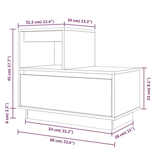 Natborde - Living sengebord 60x34x51 cm massivt fyrretræ hvid