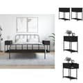 Miniatyrbillede 1 af 11: Natborde - Living sengebord 2 stk. 30x60x60 cm konstrueret træ sort