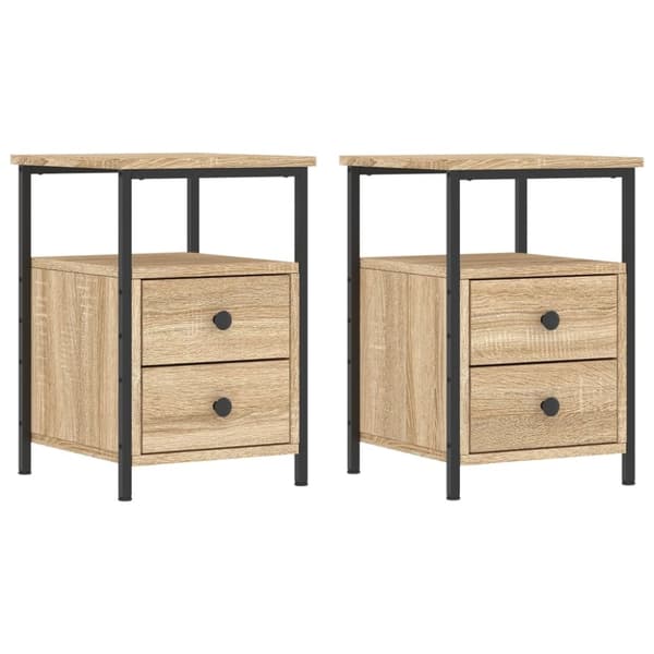 Natborde - Living sengeborde 2 stk. 34x35,5x50 cm konstrueret træ sonoma-eg