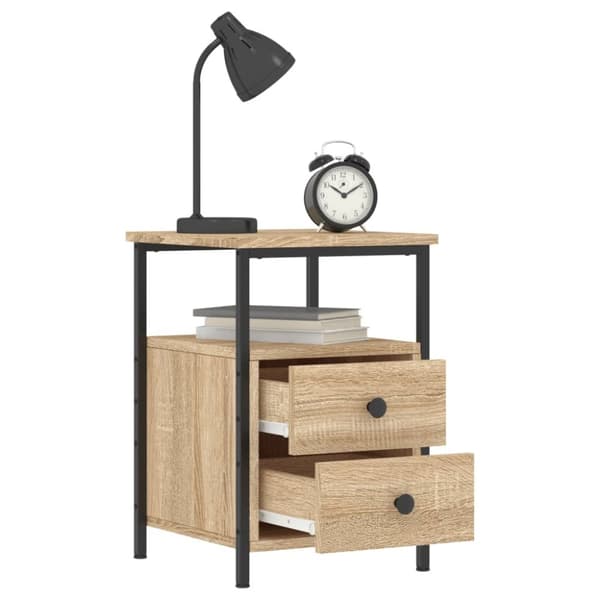 Natborde - Living sengeborde 2 stk. 34x35,5x50 cm konstrueret træ sonoma-eg