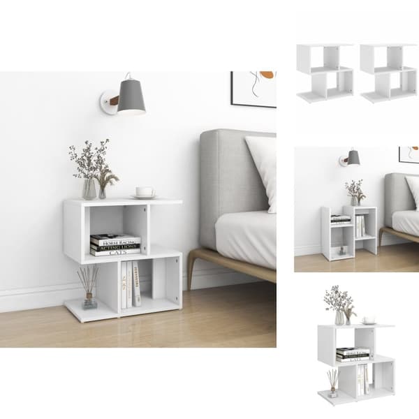 Natborde - Living sengeskabe 2 stk. 50x30x51,5 cm spånplade hvid