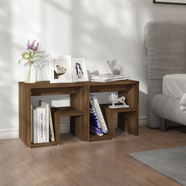 Sengeborde 2 stk. 40x30x40 cm konstrueret træ brun egetræ - Sengebord - Sengeborde - Home & Living