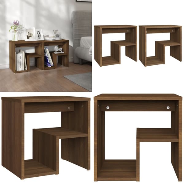 Sengeborde 2 stk. 40x30x40 cm konstrueret træ brun egetræ - Sengebord - Sengeborde - Home & Living