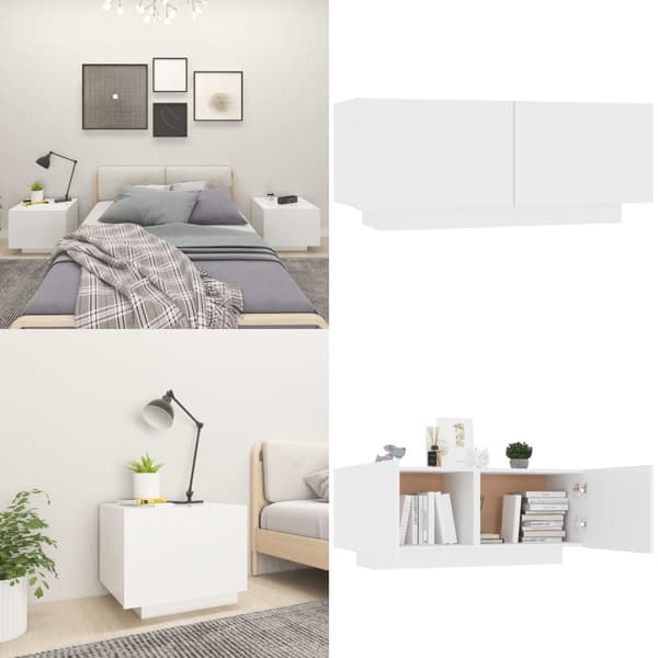 Sengeskab 100x35x40 cm konstrueret træ hvid - Sengebord - Sengeborde - Home & Living