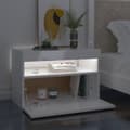 Pikkukuva 5 / 11: Yöpöytä LED-valoilla korkeakiilto valkoinen 60x35x40 cm - Yöpöytä - Yöpöydät - Home & Living