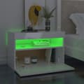 Pikkukuva 6 / 11: Yöpöytä LED-valoilla korkeakiilto valkoinen 60x35x40 cm - Yöpöytä - Yöpöydät - Home & Living