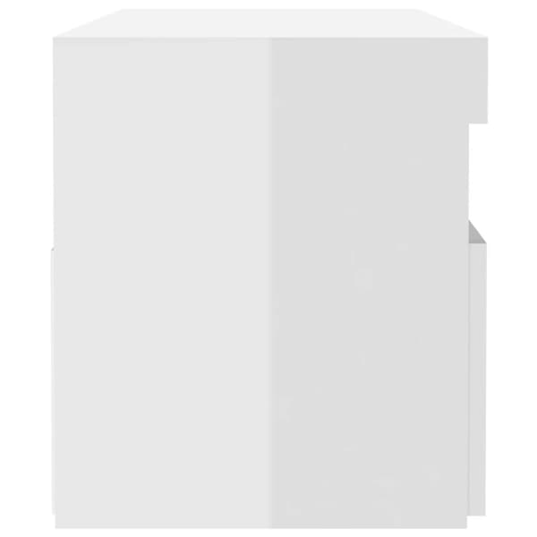 Yöpöytä LED-valoilla korkeakiilto valkoinen 60x35x40 cm - Yöpöytä - Yöpöydät - Home & Living