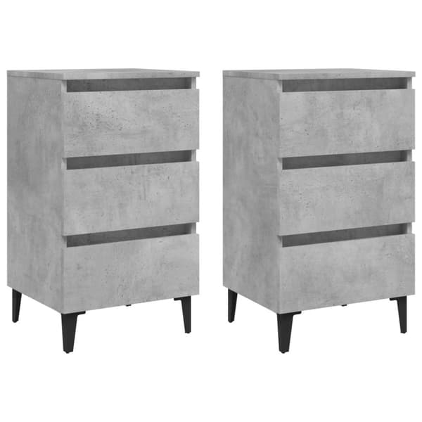 Sängbord med metallben 2 st betonggrå 40x35x69 cm - Sängskåp - Sängbord - Home & Living