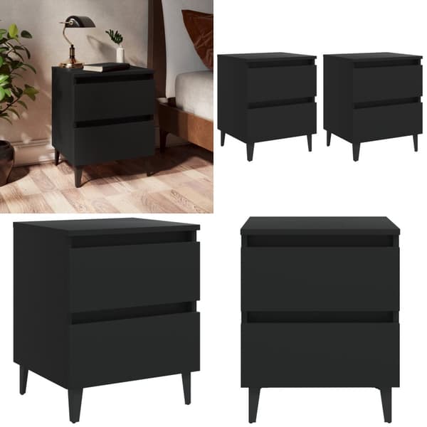 Sengeskab 2 stk. 40x35x50 cm konstrueret træ sort - Sengebord - Sengeborde - Home & Living