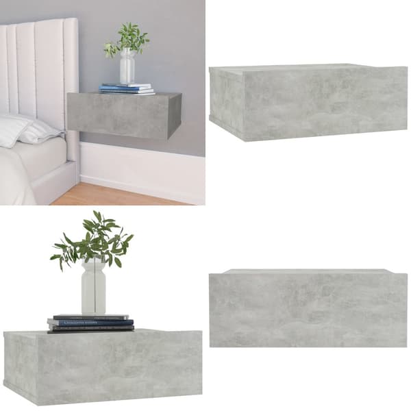 Kelluva yöpöytä betoninharmaa 40x30x15 cm tekninen puu - Kelluva Yöpöytä - Kelluvat Yöpöydät - Home & Living