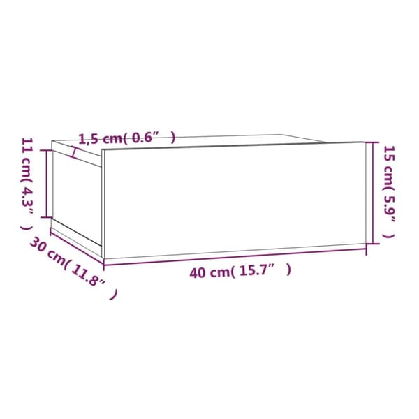 Væghængt natbord 40x30x15 cm konstrueret træ grå sonoma - Væghængt Natbord - Væghængte Natborde - Home & Living