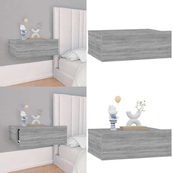 Væghængt natbord 40x30x15 cm konstrueret træ grå sonoma - Væghængt Natbord - Væghængte Natborde - Home & Living