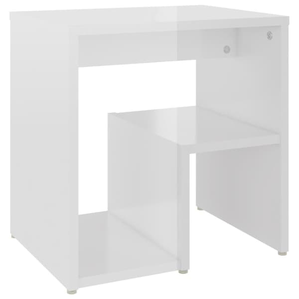 Sängbord vit högglans 40x30x40 cm konstruerat trä - Sängskåp - Sängbord - Home & Living