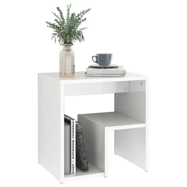 Sängbord vit högglans 40x30x40 cm konstruerat trä - Sängskåp - Sängbord - Home & Living