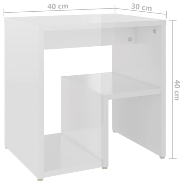 Sängbord vit högglans 40x30x40 cm konstruerat trä - Sängskåp - Sängbord - Home & Living