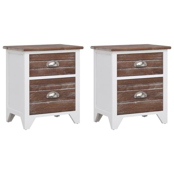 Natbord med 2 skuffer 2 stk. Brun og hvid - Sengeskab - Sengeskabe - Home & Living