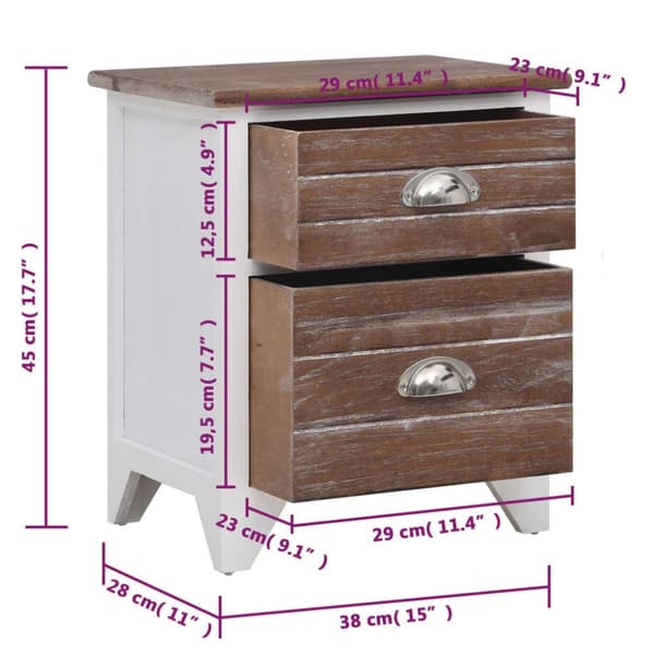 Natbord med 2 skuffer 2 stk. Brun og hvid - Sengeskab - Sengeskabe - Home & Living