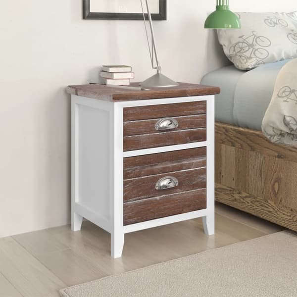 Natbord med 2 skuffer 2 stk. Brun og hvid - Sengeskab - Sengeskabe - Home & Living