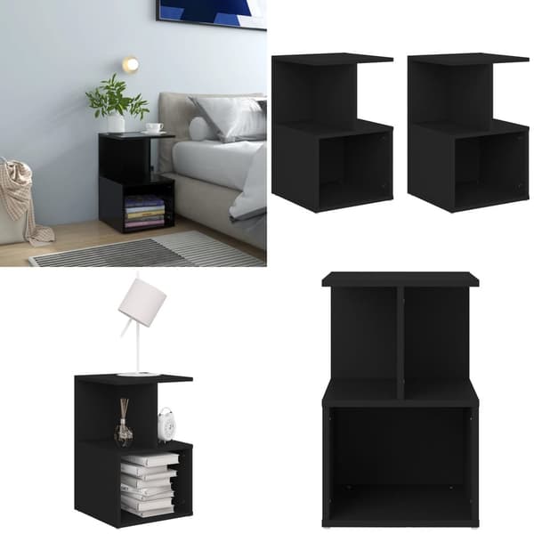 Sengeskabe 2 stk. 35x35x55 cm spånplade sort - Sengeskab - Sengeskabe - Home & Living