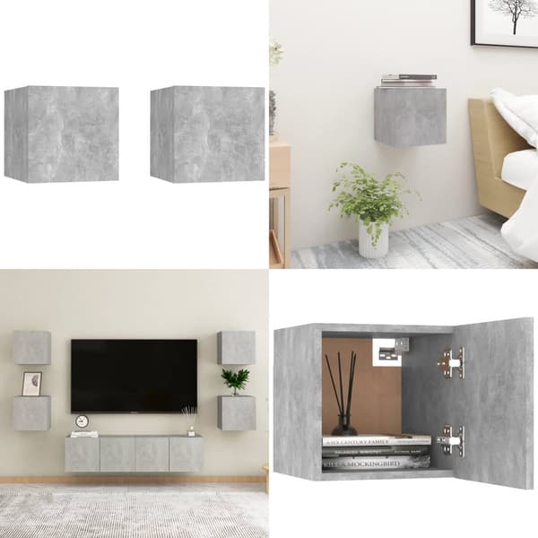 Yöpöydät 2 kpl betoninharmaa 30,5x30x30 cm tekninen puu - Yöpöytä - Yöpöydät - Home & Living