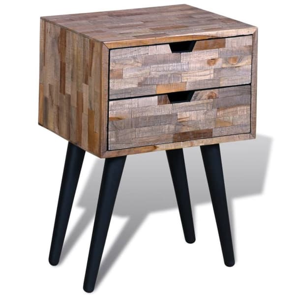 Sängbord med 2 lådor massiv återvunnen teak - Skåp - Förvaringsskåp - Home & Living