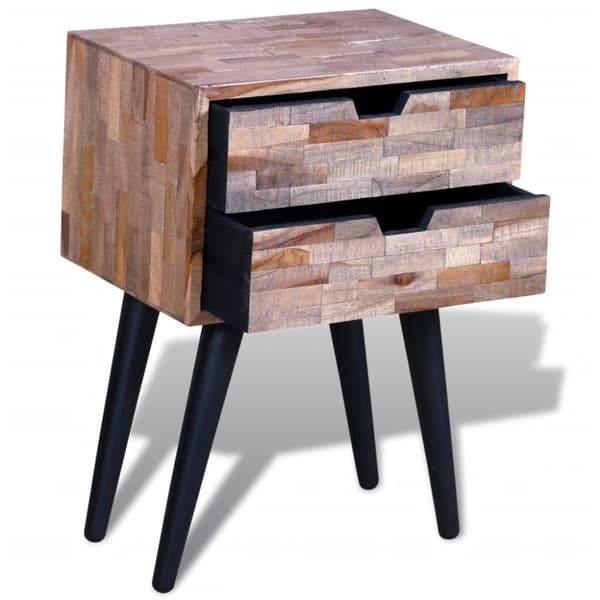 Sängbord med 2 lådor massiv återvunnen teak - Skåp - Förvaringsskåp - Home & Living