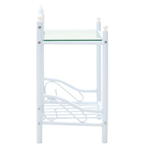 Sängbord 2 st stål och härdat glas 45x30,5x60 cm vit - Sängbord - Säng Bord - Home & Living
