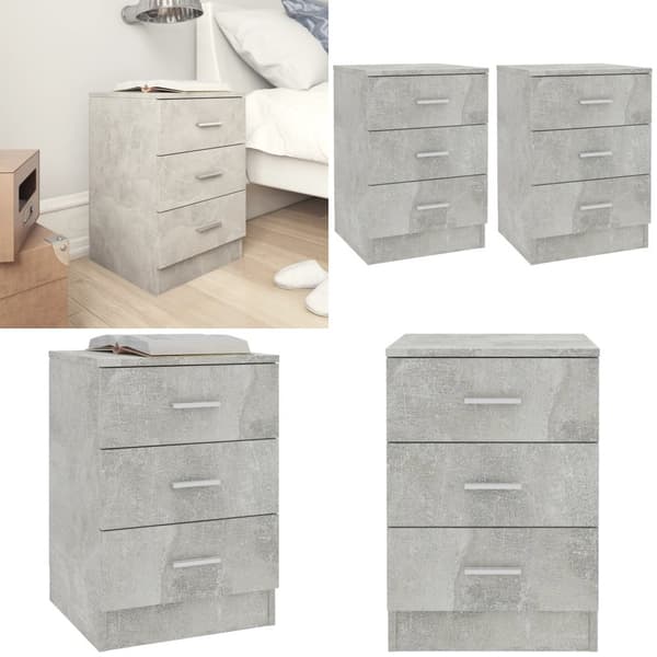 Sängbord 2 st betonggrå 38x35x56 cm konstruerat trä - Sängbord - Säng Bord - Home & Living