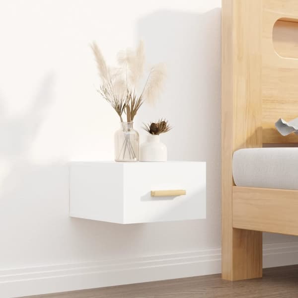 Væghængt sengebord 35x35x20 cm hvid - Væghængt Sengebord - Væghængte Sengeborde - Home & Living