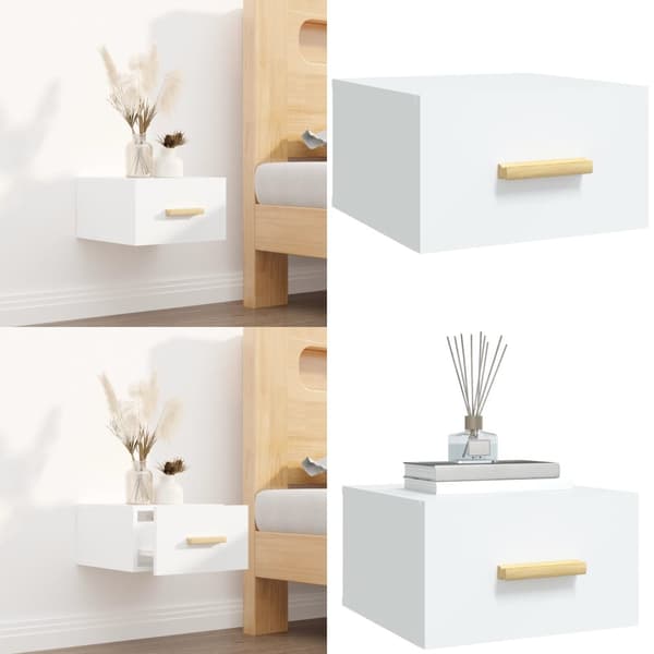Væghængt sengebord 35x35x20 cm hvid - Væghængt Sengebord - Væghængte Sengeborde - Home & Living