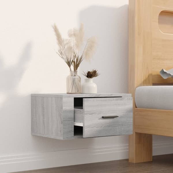 Væghængt sengebord 50x36x25 cm grå sonoma-eg - Væghængt Sengebord - Væghængte Sengeborde - Home & Living