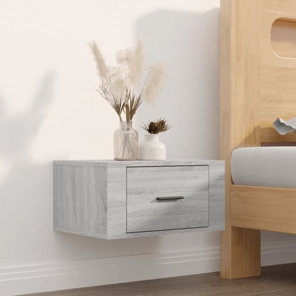 Væghængt sengebord 50x36x25 cm grå sonoma-eg - Væghængt Sengebord - Væghængte Sengeborde - Home & Living