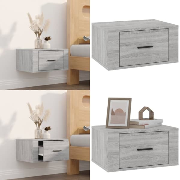 Væghængt sengebord 50x36x25 cm grå sonoma-eg - Væghængt Sengebord - Væghængte Sengeborde - Home & Living