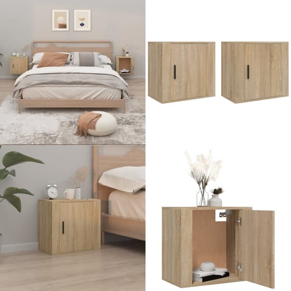 Väggmonterade sängbord 2 st Sonoma-ek 50x30x47 cm - Sängbord - Nattduksbord - Home & Living