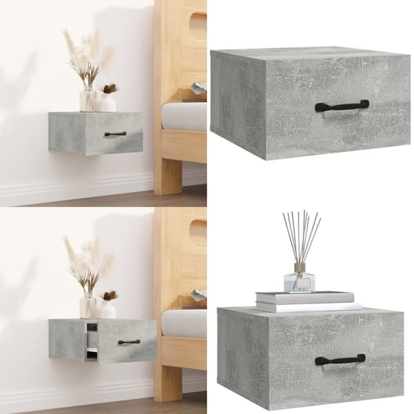 Seinäkiinnitettävä yöpöytä betoninharmaa 35x35x20 cm - Seinäkiinnitettävä Yöpöytä - Seinäkiinnitettävät Yöpöydät - Home & Living