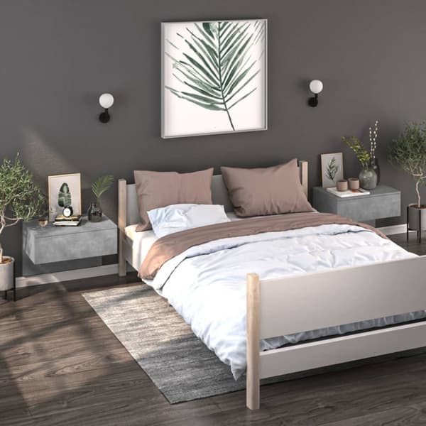 Seinäkiinnitettävä yöpöytä betoninharmaa - Seinäkiinnitettävä Yöpöytä - Seinäkiinnitettävät Yöpöydät - Home & Living