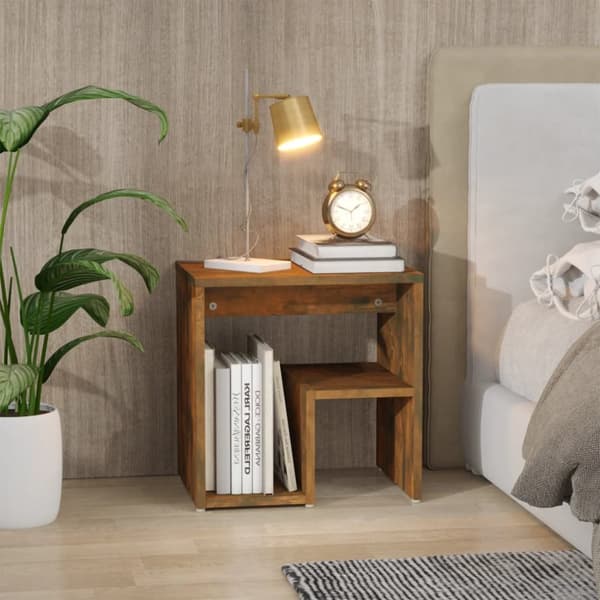 Sengebord 40x30x40 cm konstrueret træ røget egetræsfarve - Sengebord - Sengeborde - Home & Living