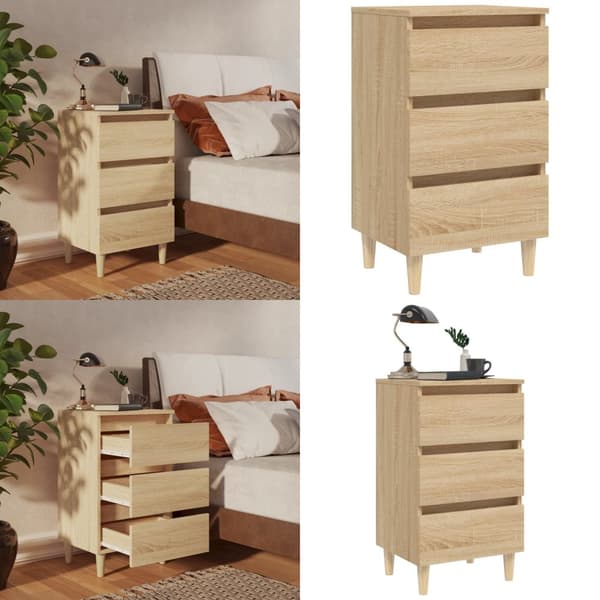 Yöpöydät täyspuiset jalat Sonoma-tammi 40x35x69 cm - Yöpöytä - Yöpöydät - Home & Living