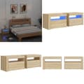 Miniatyrbillede 1 af 11: Sengeborde med LED-lys 2 stk. 60x35x40 cm sonoma-eg - Sengebord - Sengeborde - Home & Living
