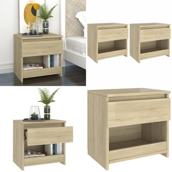 Sengeborde 2 stk. 40x30x39 cm spånplade sonoma-eg - Sengeskab - Sengeskabe - Home & Living