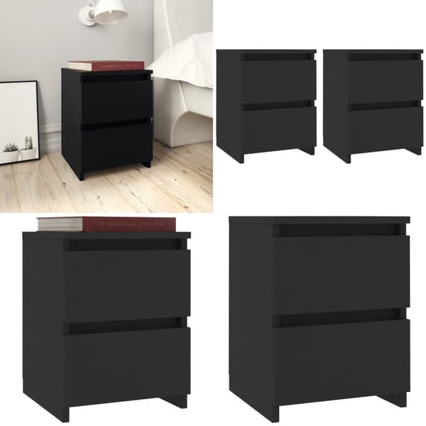 Sengeborde 2 stk. 30x30x40 cm konstrueret træ sort - Sengebord - Sengeborde - Home & Living