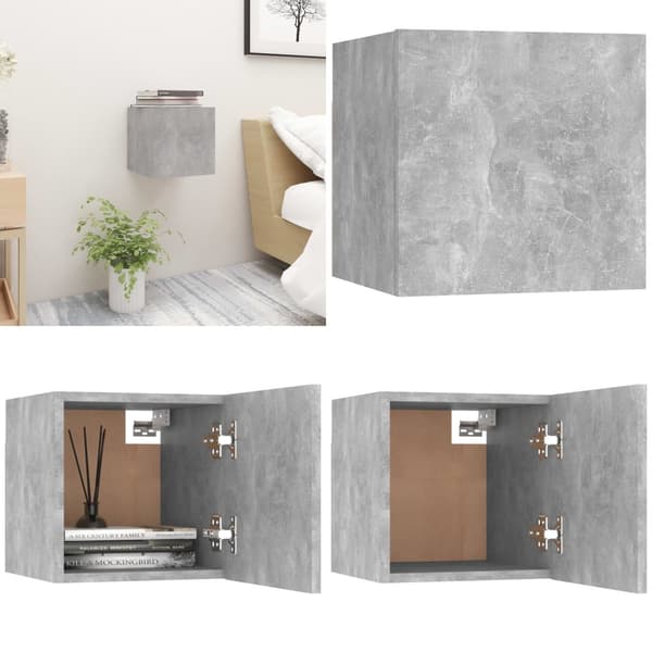 Yöpöytä betoninharmaa 30,5x30x30 cm tekninen puu - Yöpöytä - Yöpöydät - Home & Living