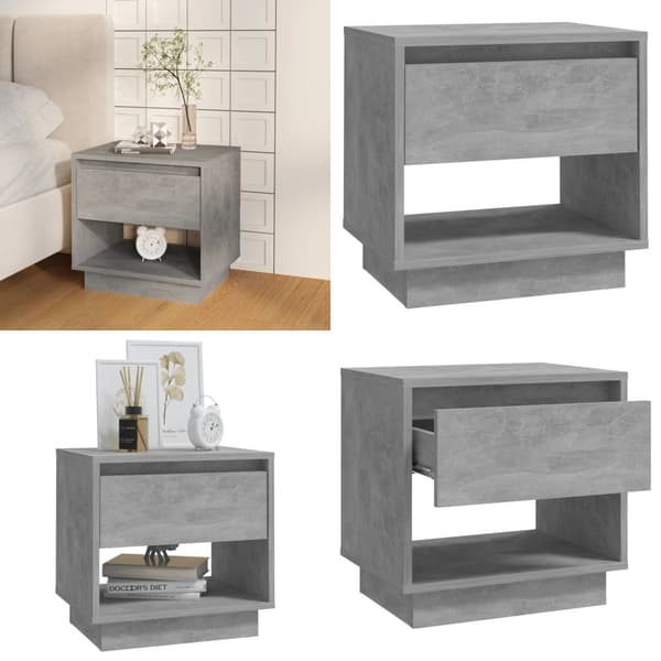 Sängbord betonggrå 45x34x44 cm konstruerat trä - Sängskåp - Nattduksbord - Home & Living