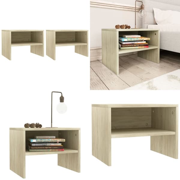 Sengeborde 2 stk. 40x30x30 cm konstrueret træ Sonoma-eg - Sengebord - Sengeborde - Home & Living