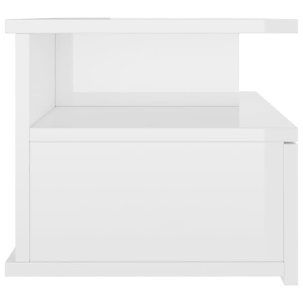 Svævende natborde 2 stk. 40x31x27 cm spånplade hvid højglans - Svævende Natbord - Svævende Natborde - Home & Living