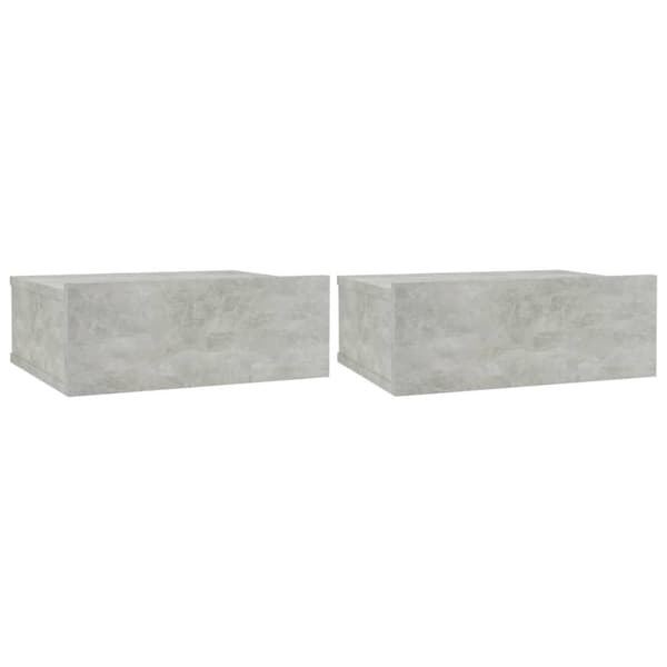 Svævende natborde 2 stk. 40 x 30 x 15 cm spånplade betongrå - Svævende Natbord - Svævende Natborde - Home & Living