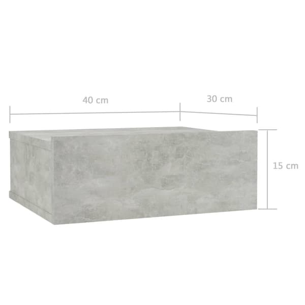 Svævende natborde 2 stk. 40 x 30 x 15 cm spånplade betongrå - Svævende Natbord - Svævende Natborde - Home & Living