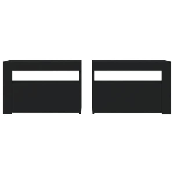 Sengeborde med LED-lys 2 stk. 60x35x40 cm sort - Sengebord - Sengeborde - Home & Living