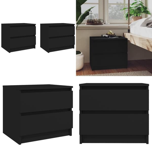 Sängbord 2 st svart 50x39x43,5 cm konstruerat trä - Sängskåp - Sängbord - Home & Living